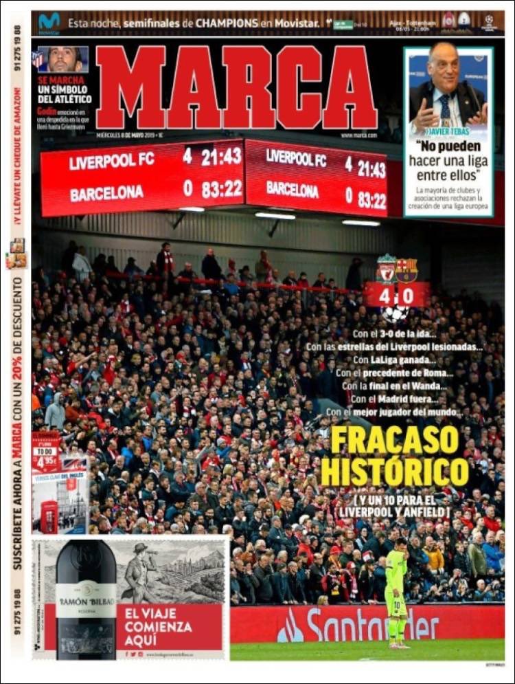 Portada Marca, tras victoria del Liverpool