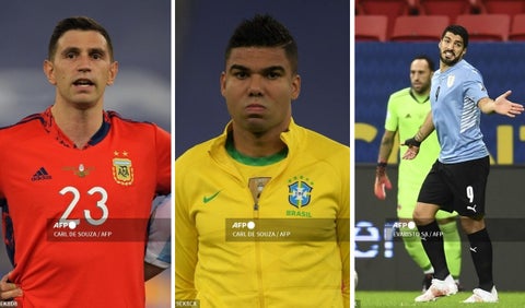 Emiliano Martínez, Casemiro y Luis Suárez