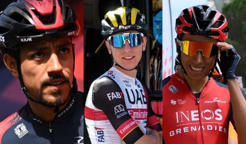 Daniel Martínez, Tadej Pogacar y Egan Bernal