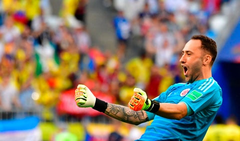 David Ospina celebra la clasificación de Colombia a octavos de final del Mundial de Rusia