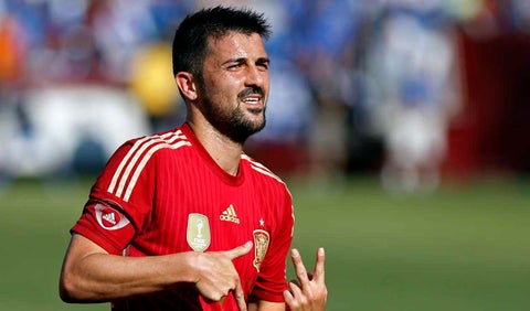 David Villa, delantero español, jugando con la Selección de su país
