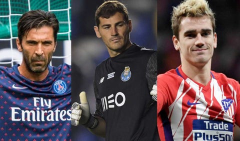 Gianluigi Buffon, Iker Casillas y Antoine Griezmann