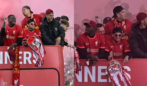 Luis Diaz en la caravana del Liverpool.