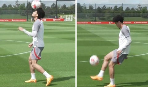 Luis Díaz en el entrenamiento del Liverpool