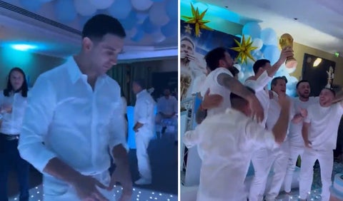 Dibu Martínez de fiesta con la Copa del Mundo