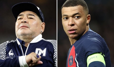Diego Maradona y Kylian Mbappé
