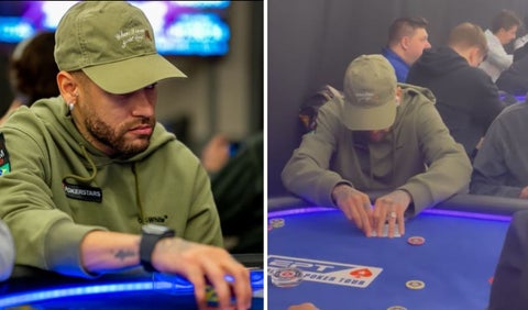 Neymar jugando póker tras la debacle del PSG en Champions