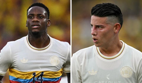 Jhon Jader Durán y James Rodríguez con la selección Colombia