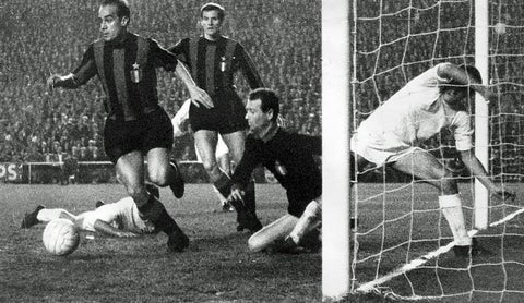 Luis Suárez, jugador español del Inter de Milán de Helenio Herrera, ante el Real Madrid