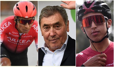 Eddy Merckx, Nairo Quintana y Egan Bernal