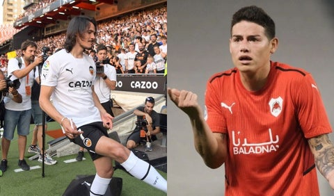 Edinson Cavani y James Rodríguez