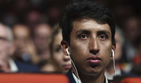 Egan Bernal, ciclista colombiano, en la presentación del Tour de Francia 2020