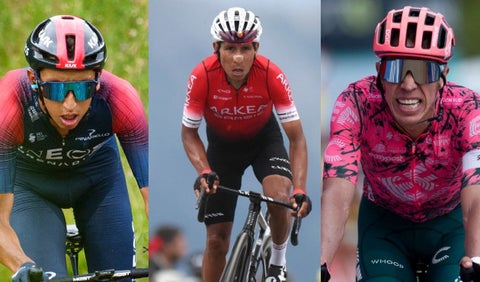 Egan Bernal, Nairo Quintana y Rigoberto Urán