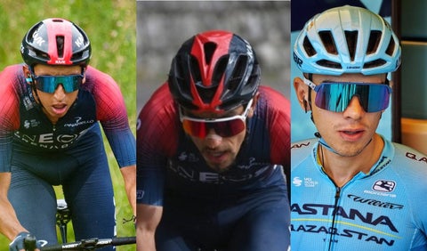 Egan Bernal Daniel Felipe Martínez y Harold Tejada