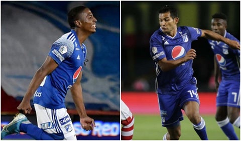 Emerson Rodríguez y Macalister Silva, jugadores de Millonarios
