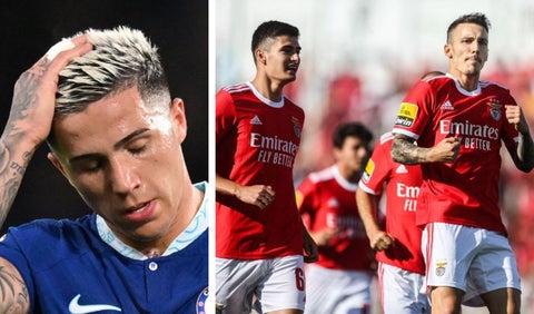 Enzo Fernández y jugadores del Benfica