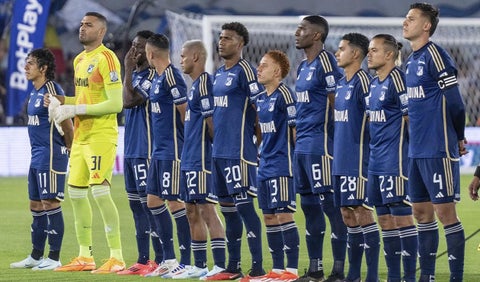 Equipo de Millonarios en partido de Liga BetPlay 2024 II