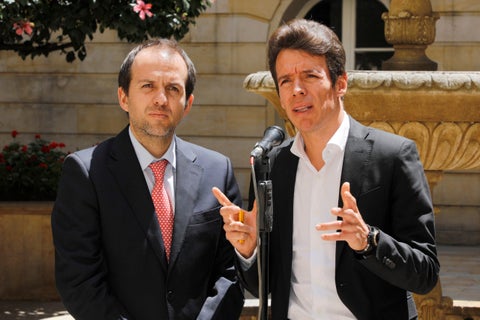 Rigoberto Urán con el director de Coldeportes Ernesto Lucena