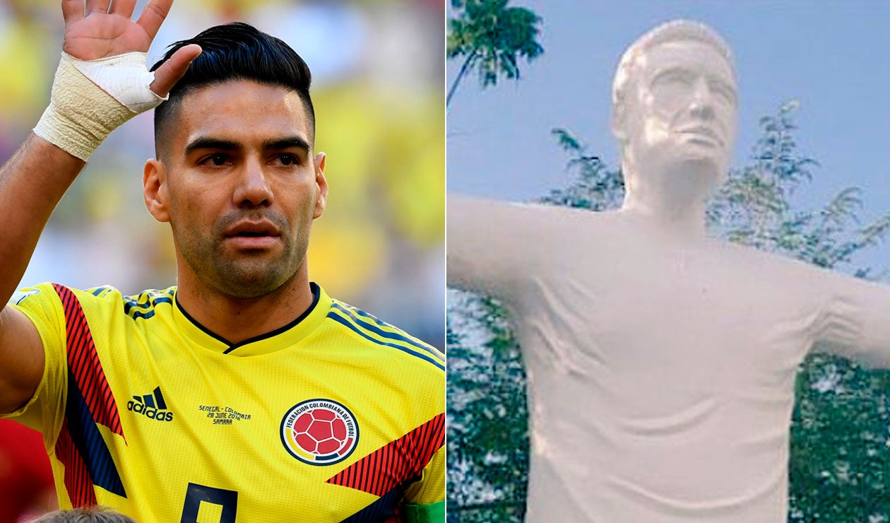 La estatua Falcao que levantaron en la ciudad de Santa Marta