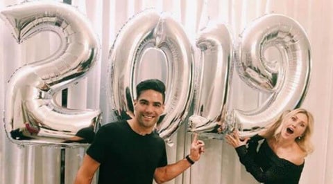 Falcao celebrando el año nuevo con su esposa y familia