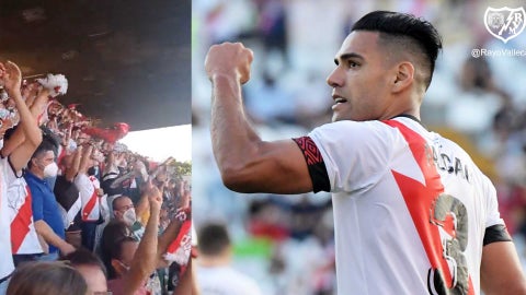 Falcao e hinchas del Rayo Vallecano