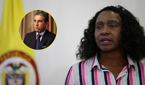 Fernando Jaramillo, presidente de la Dimayor y María Isabel Urrutia, Ministra del deporte