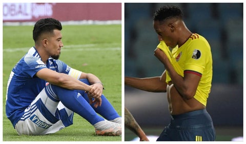 Fernando Uribe y Yerry Mina