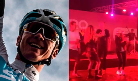 Chris Froome bailando reguetón en la fiesta organizada por Rigoberto Urán