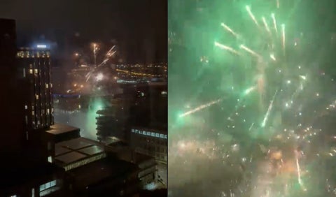 Fuegos artificiales Liverpool vs Real Madrid