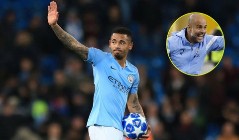 Gabriel Jesus y Pep Guardiola, Manchester City