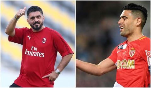 Gennaro Gattuso, técnico del AC Milan y Falcao García