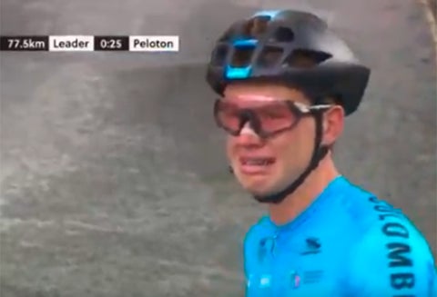 Germán Gómez, ciclista colombiano, en plena prueba de ruta Junior del Mundial de Yorkshire, en Reino Unido