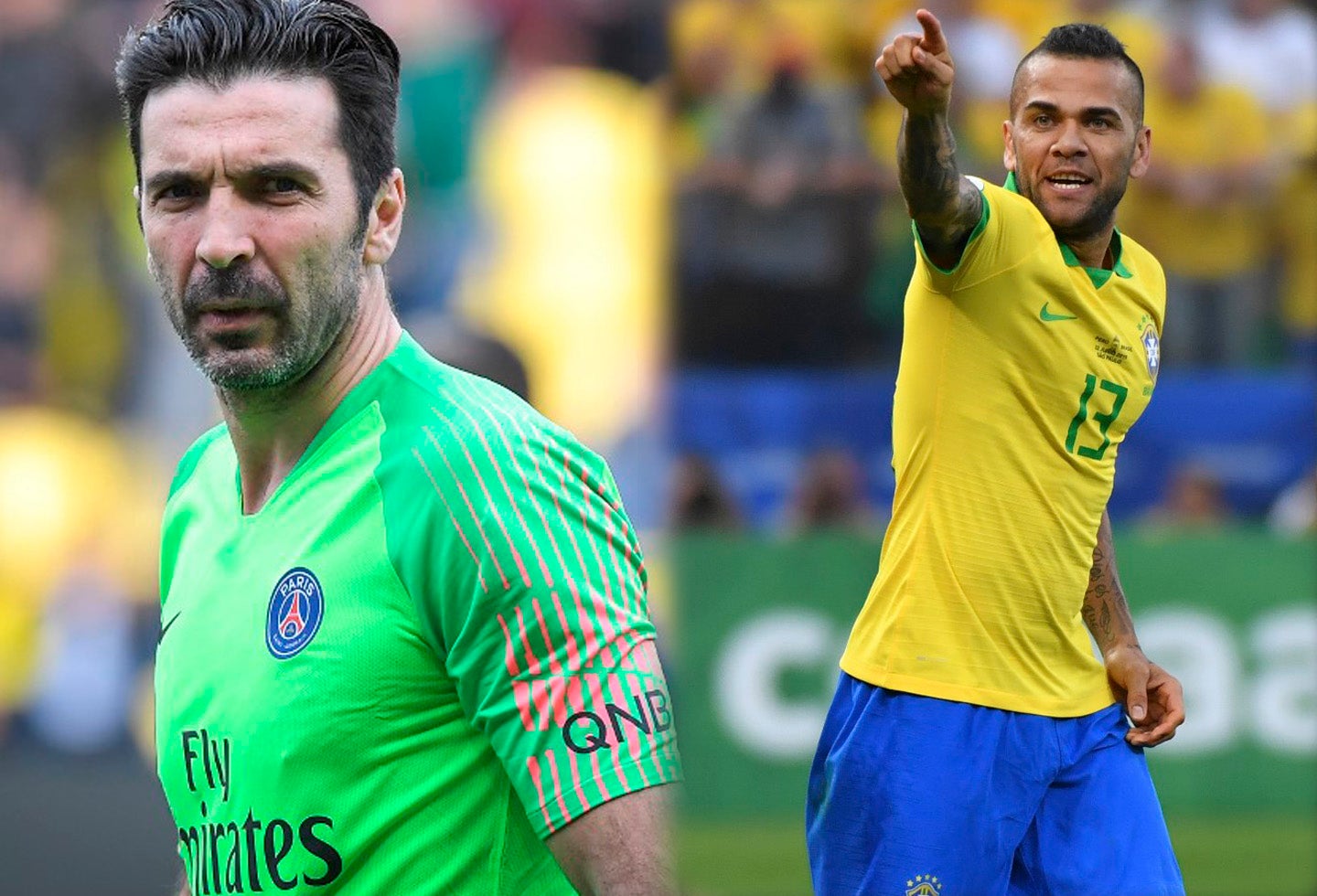 Gianluigi Buffon y Dani Alves