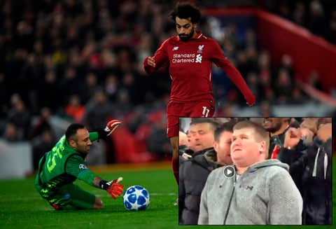 El momento en que Salah bate a Ospina para anotar gol (partido entre Liverpool y Nápoles)