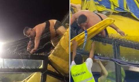 Hincha de Boca que cayó de la tribuna