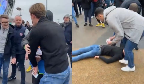 Hincha noqueado tras pelea