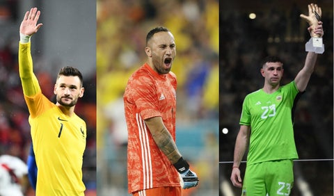 Hugo Lloris, David Ospina y 'Dibu' Martínez