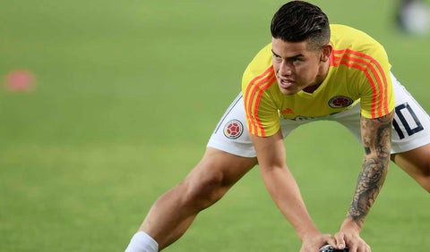 James Rodríguez en una sesión de trabajo con la Selección Colombia
