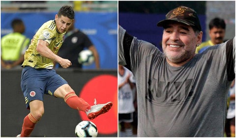 James Rodríguez y Maradona