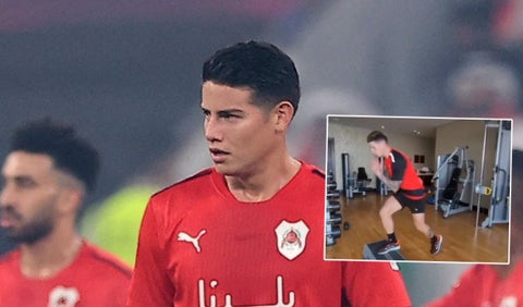 James Rodríguez entrena para recuperarse de su lesión.