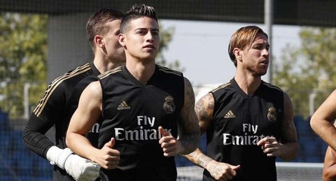 James Rodríguez, entrenando con el Real Madrid