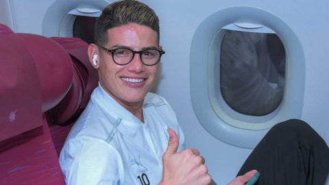 James Rodríguez antes de un partido con el Al Rayyan