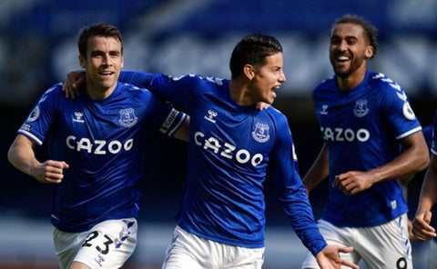 Everton con James Rodríguez en la Premier League