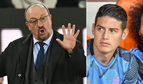 James Rodriguez y Rafa Benitez cuando estuvieron en el Real Madrid