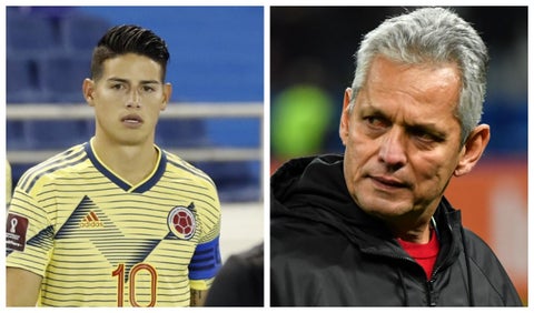 James Rodríguez y Reinaldo Rueda