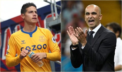 James Rodríguez y Roberto Martínez