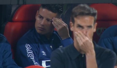 James Rodríguez en el banco del Rayo Vallecano