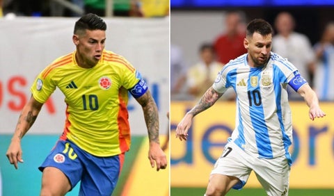 James Rodríguez y Lionel Messi, futbolistas