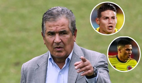 Jorge Luis Pinto, James Rodríguez y Juan Fernando Quintero