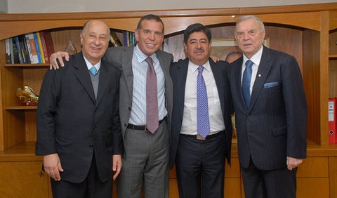 Juan Ángel Napout, Marco Polo del Nero, Luis Bedoya Giraldo y José Maria Marín